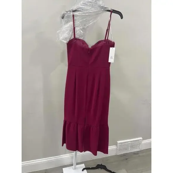 KATIE MAY Soraya Trumpet Midi Dress In Magenta - Picture 8 of 11